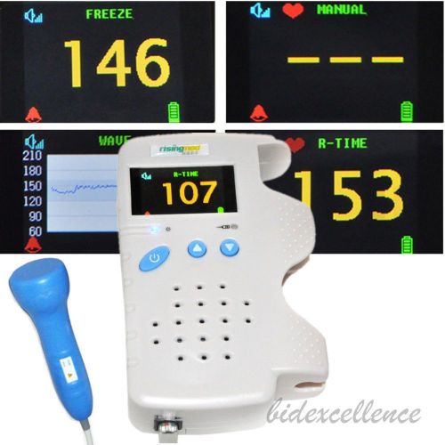 Fetal doppler 3mhz color lcd back light &amp; heart beat waveform for pregnant baby for sale