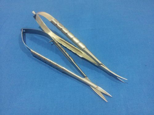 2 O.R GRADE STAINLESS CASTROVIEJO MICRO SURGERY SCISSORS 6&#034; STRAIGHT+CURVED