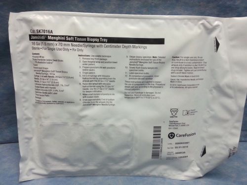 CareFusion Jamshidi Menghini Soft Tissue Biopsy Tray In Date Lot 19 REF SK7016A