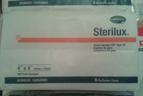 Hartmann Sterilux USP Type VII Wound supply.  8 ply gauze sponges 4&#034;x4&#034; 5685000