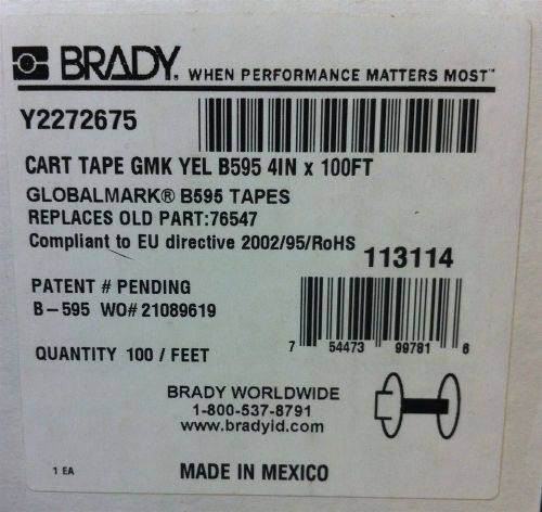 Brady globalmark 76547 yellow b595 4&#034; x 100&#039; tape cartridge new for sale