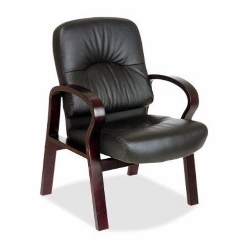 Lorell Guest Chair, 26&#034;x29&#034;x37-1/2&#034;, Mahogany/Black Leather (LLR60340)