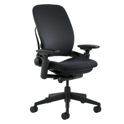 BLACK STEELCASE LEAP CHAIR V2 ERGONOMIC OFFICE CHAIR.LUMBER 3D ARM.SPIDER BASE.