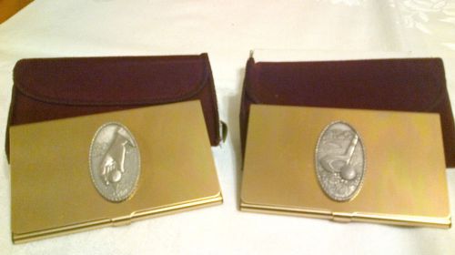 Business/ Credit Card Case Holder W/ Pewter Golf Emblem Gift Boxed NEW