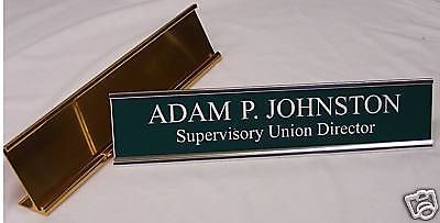 Engraved Desk Name Plate w/ Metal Holder 2 x 10