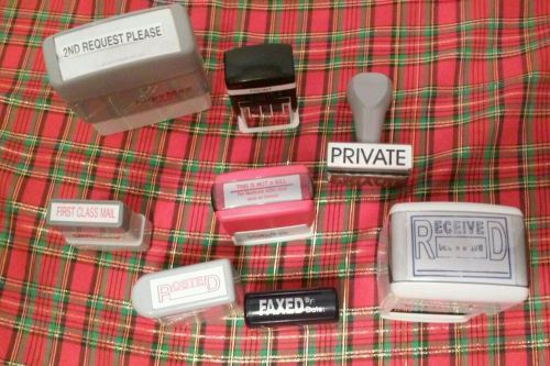 Mixed lot of 8 pre-inked self-inking rubber stamps used for sale