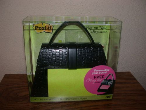 Post It Lil&#039; Black BLING  Bag Note Dispenser 2Cute L@@K!FREE FAST PRIORITY SHIP!