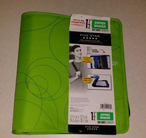 LIME GREEN FIVE STAR SCHOOL ZIPPER BINDER COUPON ORGANIZER NOTEBOOK