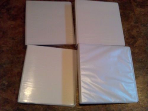 4 Three Ring 2&#034; &amp; 3&#034; White 2 Pocket Insert Plastic Binders