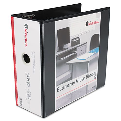 Economy D-Ring Vinyl View Binder, 5&#034; Capacity, Black