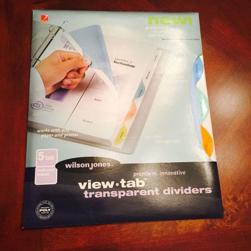 Wilson Jones Transparent Multicolor 5 Tab Dividers Set - NEW