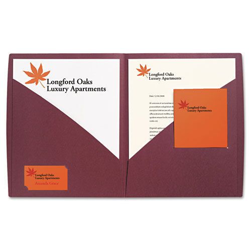 IMPACT Designer Two-Pocket Folder, 11 x 8-1/2, Burgundy, 5/Pack