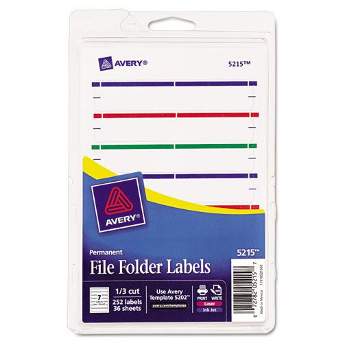 Print or write file folder labels, 11/16 x 3-7/16, white/assorted bars, 252/pack for sale