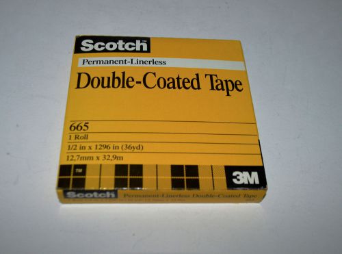 NIB 3M SCOTCH 665 DOUBLE-SIDED PERMANENT TAPE - 1/2&#034; Width X 36 Yd Length - 3&#039;