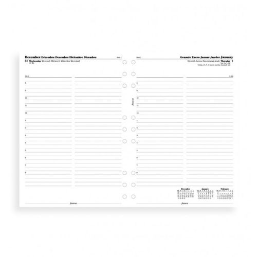 Filofax 2015 Deskfax Day Per Page 5 Language Diary White Refill 6861315