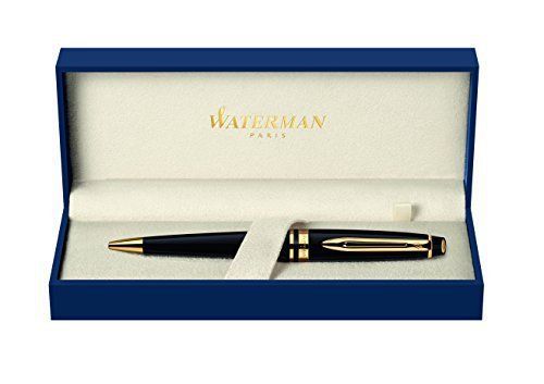 Waterman expert ballpoint pen medium point black lacquer with gold trim s0951700 for sale