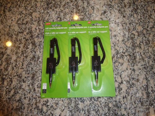 Staples Coil Security Ballpoint Pen x3 (new!)