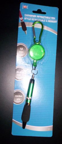 JOT~ CARABINER RETRACTABLE PEN W/ KEYCHAIN/CLIP~COLOR~GREEN   W/BLACK INK