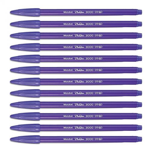 Monami plus pen 3000 water based ink type felt tip broad line pen(purple 12 pcs) for sale