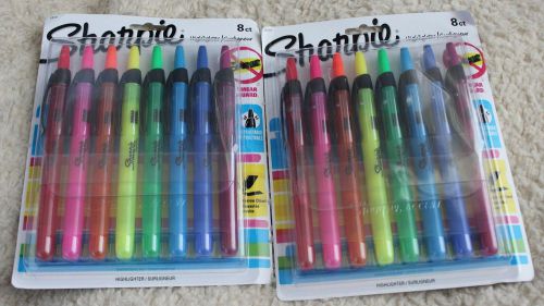 2 new 8 count (16 total) sharpie highlighters retractable narrow chisel assorted for sale