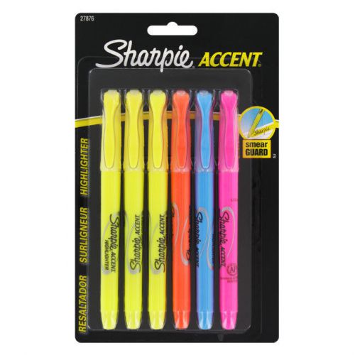 Sharpie Accent Pocket-Style Highlighters, Chisel Tip, Assorted, 6/Pack