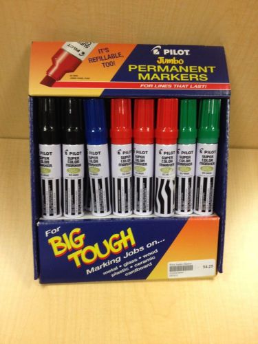 Pilot SC-6600 Jumbo Permanent Markers, Green Red Black Blue - 24/pk + Display!