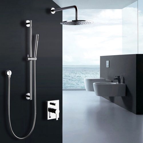 Modern 8&#034;rainshower &amp; slide bar handshower chrome brass shower set free shipping for sale