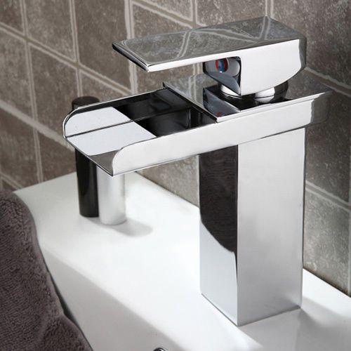 Modern waterfall bathroom sink faucet tap in chrome finished free shipping for sale