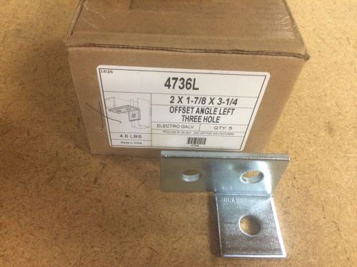 (#4736L) 3 HOLE OFFSET LEFT Angle for Unistrut Channel P1037L BOX OF 10