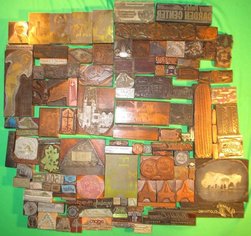 VTG &amp; Antique Printing Blocks Coca-Cola U.P Railroad Farm Animals Characters Lot