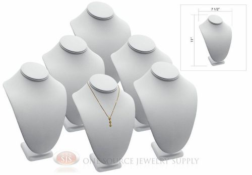 (6) 11&#034; pendant necklace white leather neck form jewelry presentation displays for sale