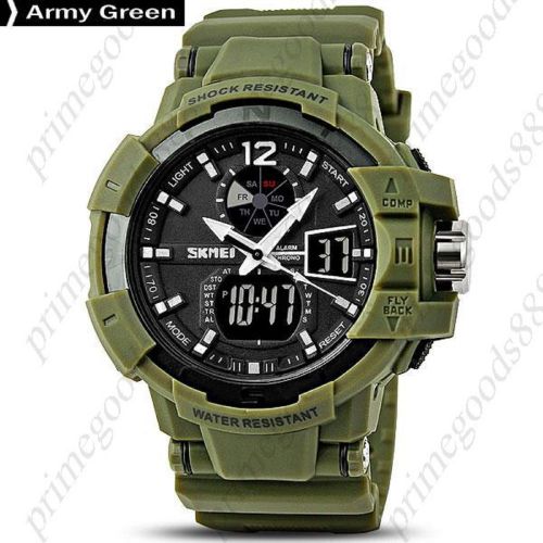 50m water proof analog digital date wrist led timer wristwatch men&#039;s army green for sale