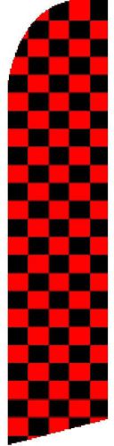 Red and black checkered tall business feather swooper flag banner for sale