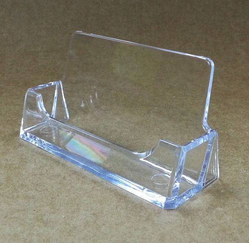 5qty business card display stand holder - desk top - horizontal (clear) for sale