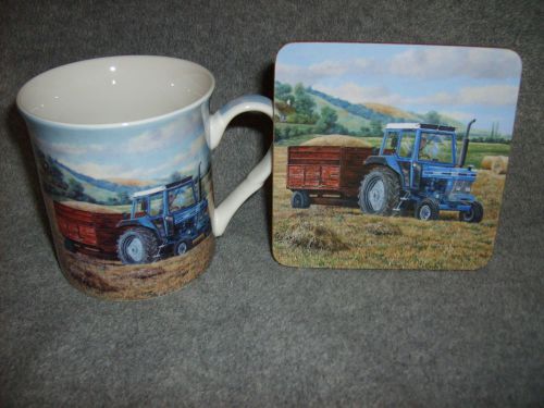 FORD 5610 TRACTOR CHINA MUG AND COASTER SET