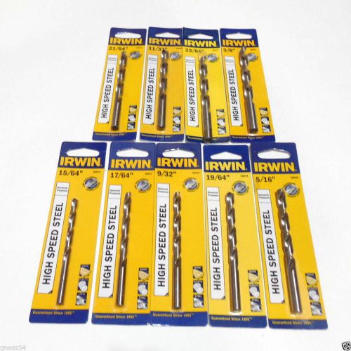 Lot of 9 -irwin general purpose, high speed drill bits (60500) for sale