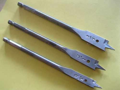 3 irwin speedbor wood boring spade paddle flat drill bit~5/8,1/2,3/8~made in usa for sale