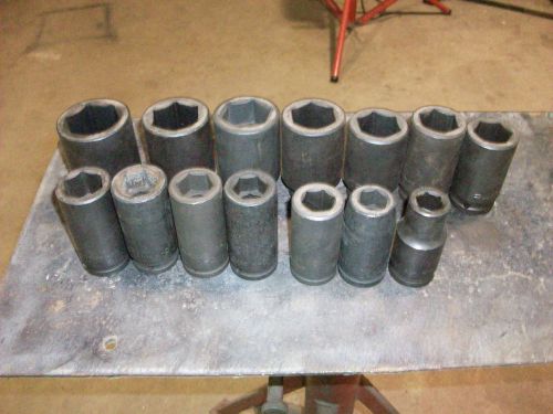 Heavy Duty 3/4 Drive Deep Impact Sockets 14 Pc NOS