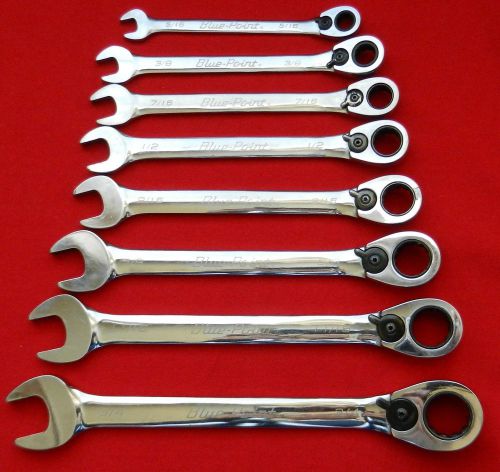 BLUE POINT 8PC 12PT REVERSIBLE RATCHET COMBO WRENCH SET SAE 3/4&#034; - 5/16&#034; BOER24