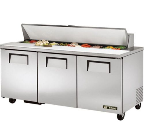 True TSSU-72-18 Food Prep Table: Solid 3 Door Sandwich / Salad Unit 115V