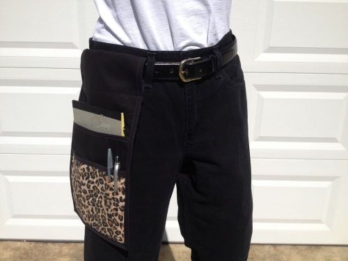 BLACK cheetah 1 POCKET HOLSTER WAITRESS WAIST APRON BAR CAFE SERVER Resturant