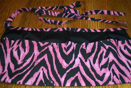 WAITRESS APRON PINK AND BLACK ZEBRA