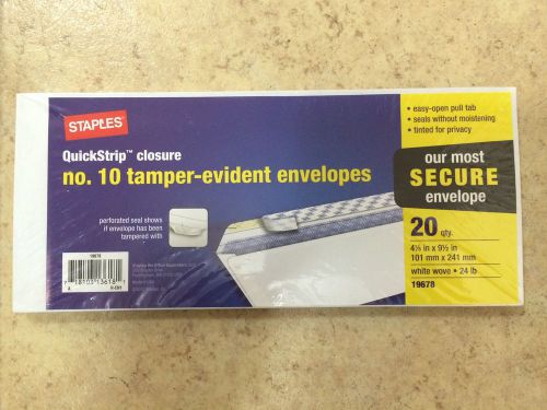 Staples® #10 Tamper Evident White Wove Business QuickStrip Envelopes, 20/Pack