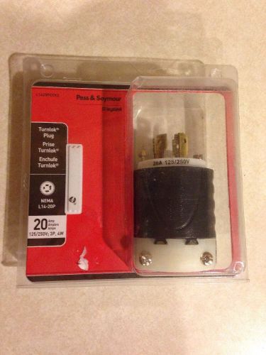 NEW PASS &amp; SEYMOUR L1420-PCCV3 20 AMP 125/250V LOCKING PLUG