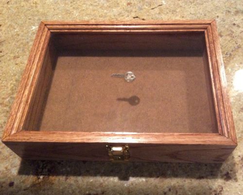 Wood locking display box case with key