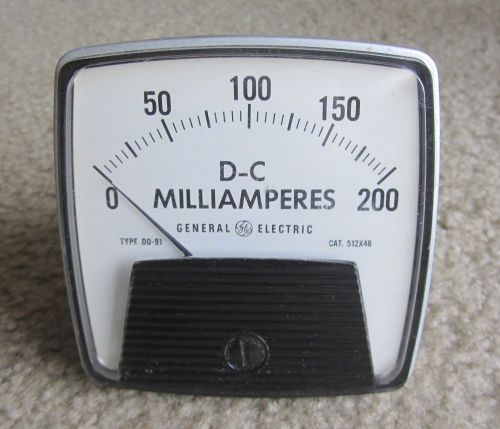 Vtg GENERAL ELECTRIC Model 512X48 DC MILLIAMPERES METER Analog GE Panel Gauge