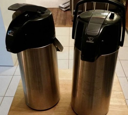 (2) Zojirushi AASB-22SB Premier Air Pot Pump 74oz/2.2L Beverage Dispensers-EUC