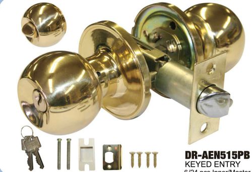 key entry locked polished brass door knob round handle front and rear door new