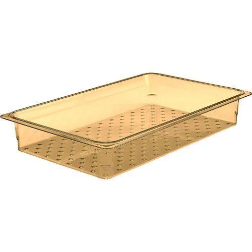 CAMBRO HIGH HEAT COLANDER PANS, GN 1/1, 3&#034; DEEP, 6PK AMBER 13CLRHP-150