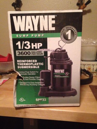 Wayne Sump Pump 1/3 HP 3600 Gal Per Hour Reinforced Thermoplast Submersible